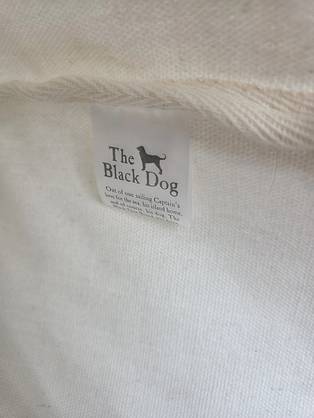 The Black Dog Canvas Tote Bag Ivory Blue Large Beach Shopper Dog Print